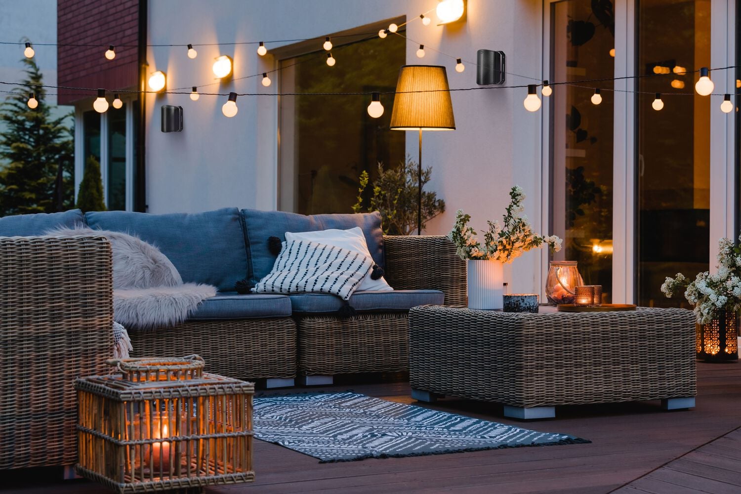 Speakers mounted on walls outdoors